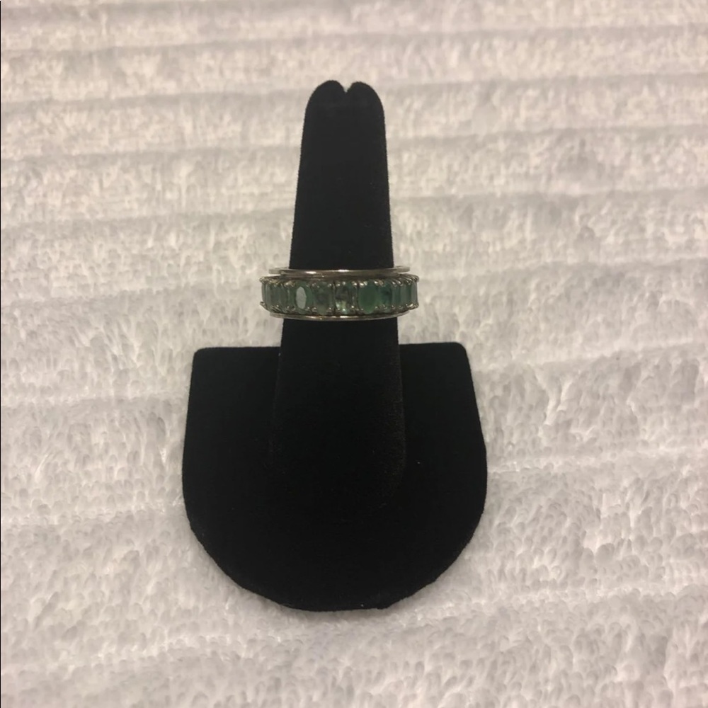 Natural Emerald Spinning Ring 925 Sz 7.5.